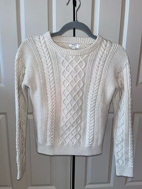 J. Crew Cream Cable-Knit Crewneck Sweater